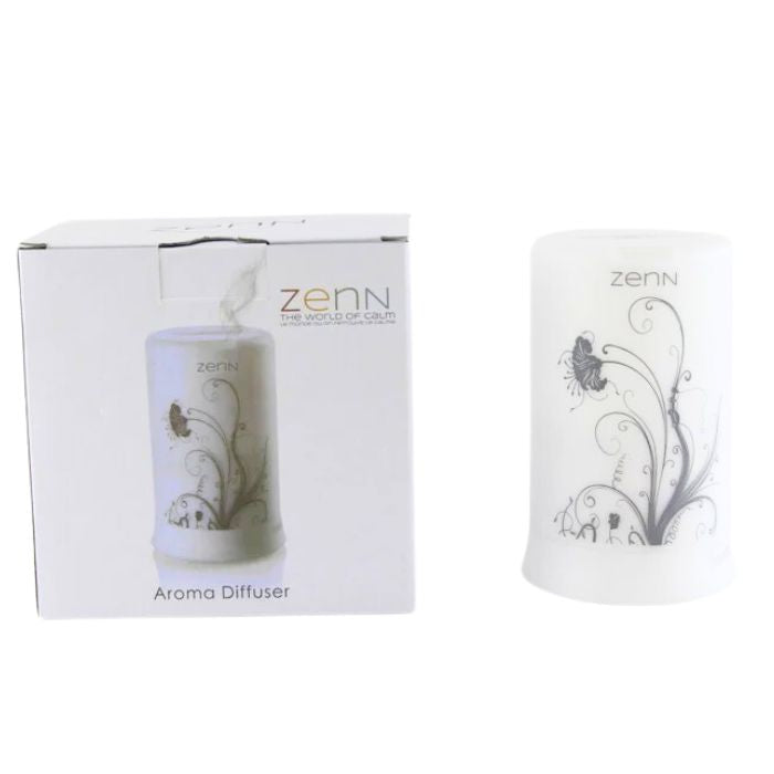 Diffuseur électrique 100 ml cylindre blanc avec fleur noire
