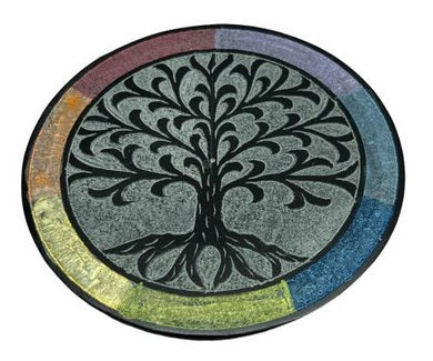 Brûleur à encens rond 4 po arbre de vie multicolore