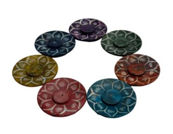 Brûleur à encens rond 2 po fleur de lotus chakras