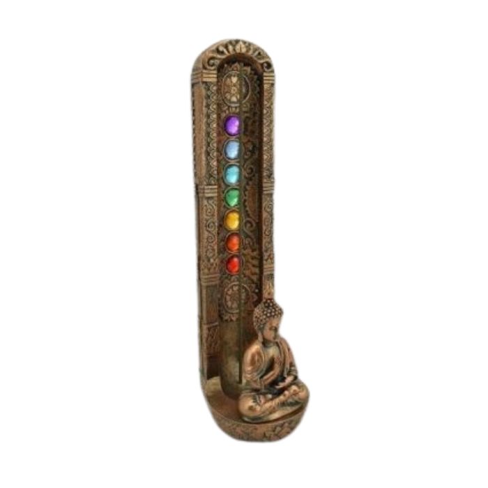 Brûleur à encens debout 3 po x 2,5 po x 9,25 po Bouddha avec 7 chakras