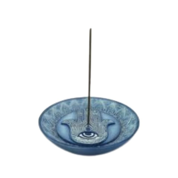 Brûleur à encens rond 5 po bleu avec œil