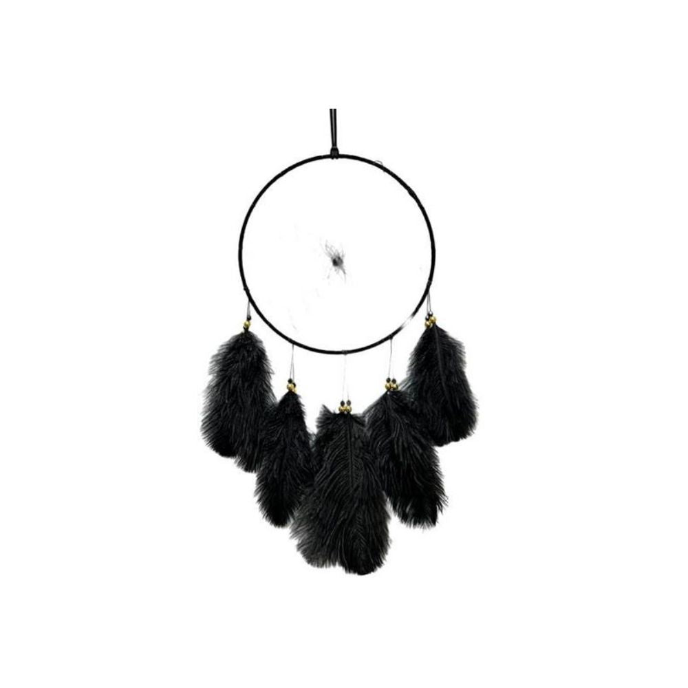 Capteur de rêve plumes 5,5 po x 7 po avec plumes noires