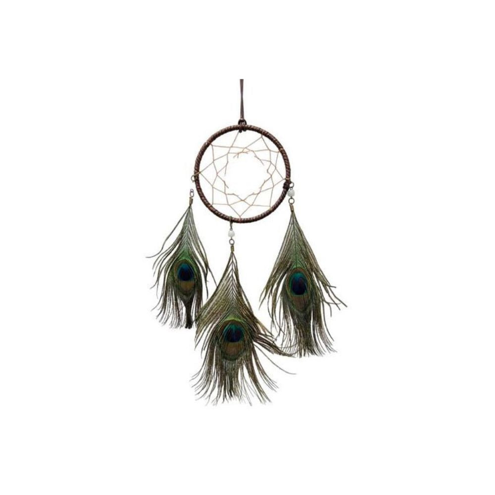 Capteur de rêve plumes 5,5 po x 7 poavec plumes de paon