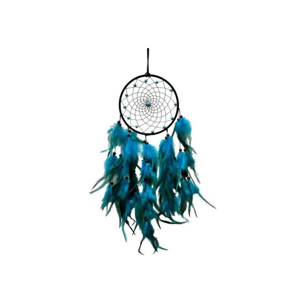 Capteur de rêve plumes 5,5 po x 7 po avec plumes bleues