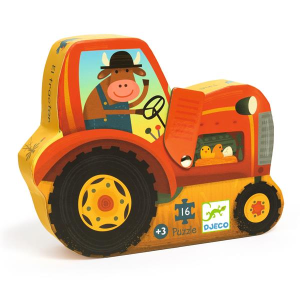Casse-tête Silhouette Djeco 16 morceaux - tracteur (3 ans +)