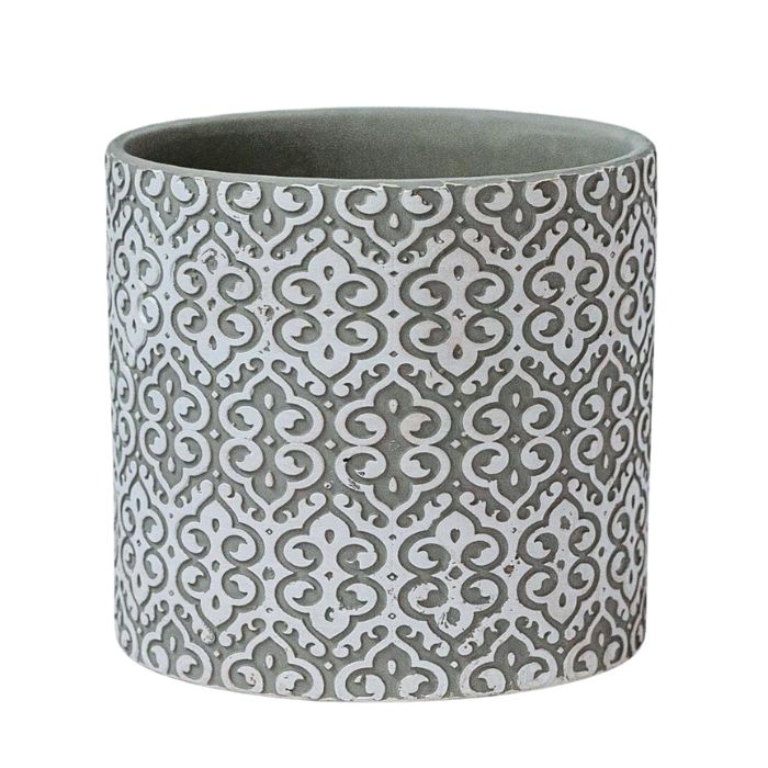 Pot en ciment 5 po fleurs de lys blanches