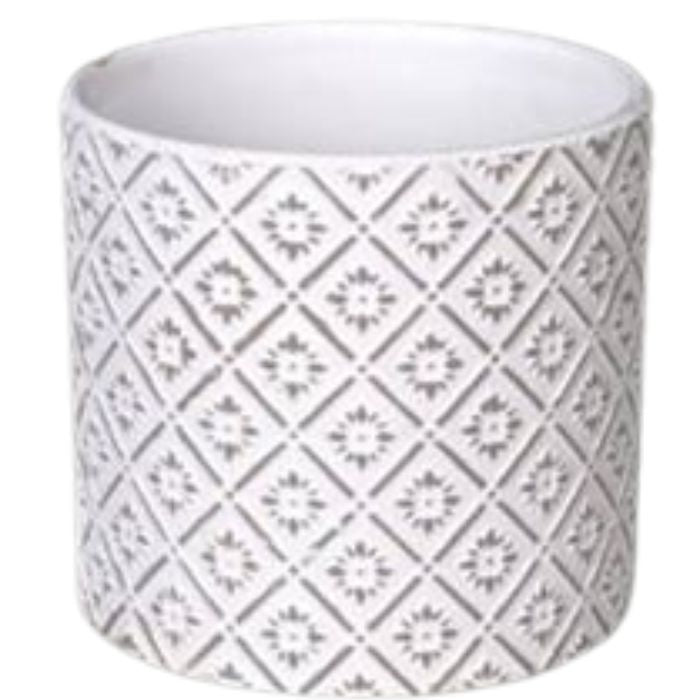 Pot de fleur en céramique avec dentelle blanche