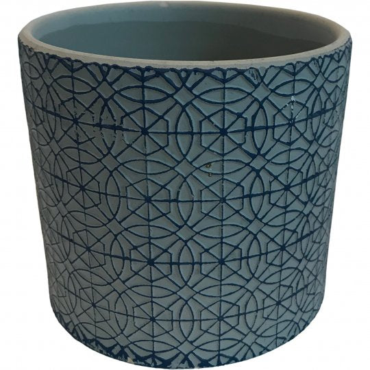 Pot en ciment 5 po bleu avec motif rouge