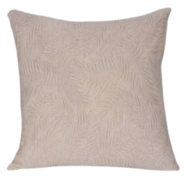 Coussin 24 po x 24 po beige avec texture de feuillage