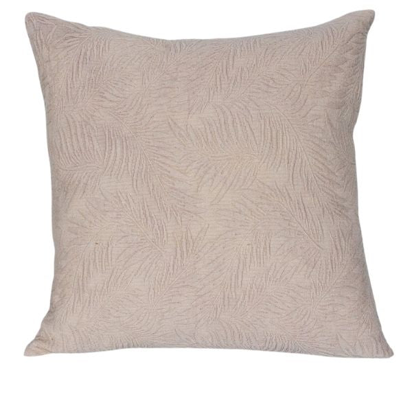 Coussin 18 po x 18 po beige avec texture de feuillage