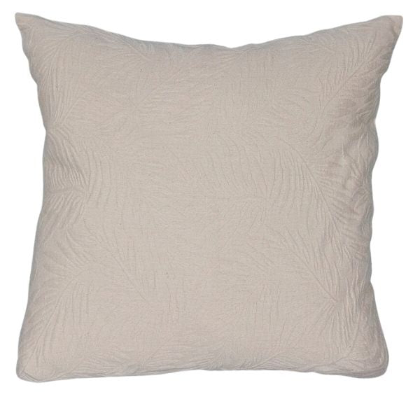 Coussin 18 po x 18 po beige naturel texture de feuilles