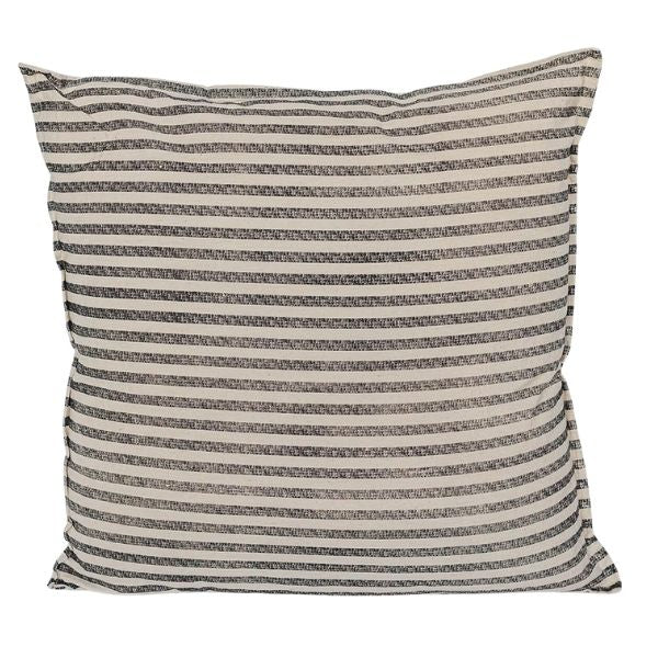 Coussin 24 po x 24 po rayé beige et noir