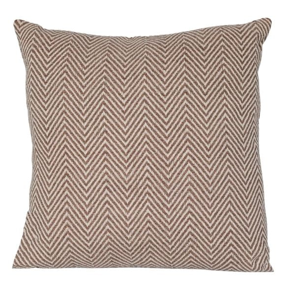 Coussin 24 po x 24 po chevron beige et brun