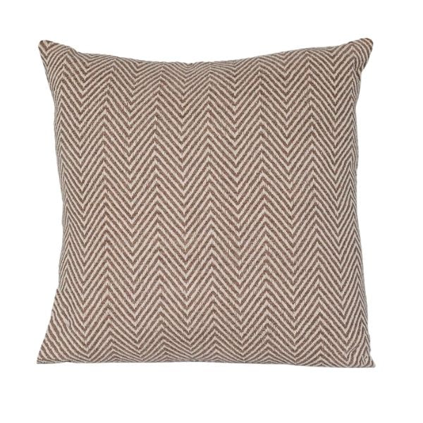 Coussin 18 po x 18 po chevron beige et brun