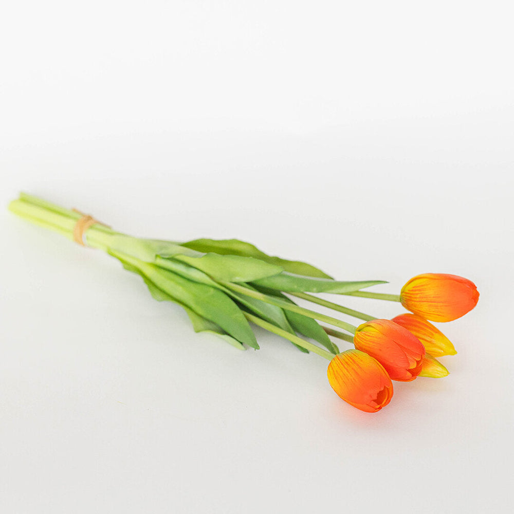 Bouquet de 5 tulipes artificielles oranges