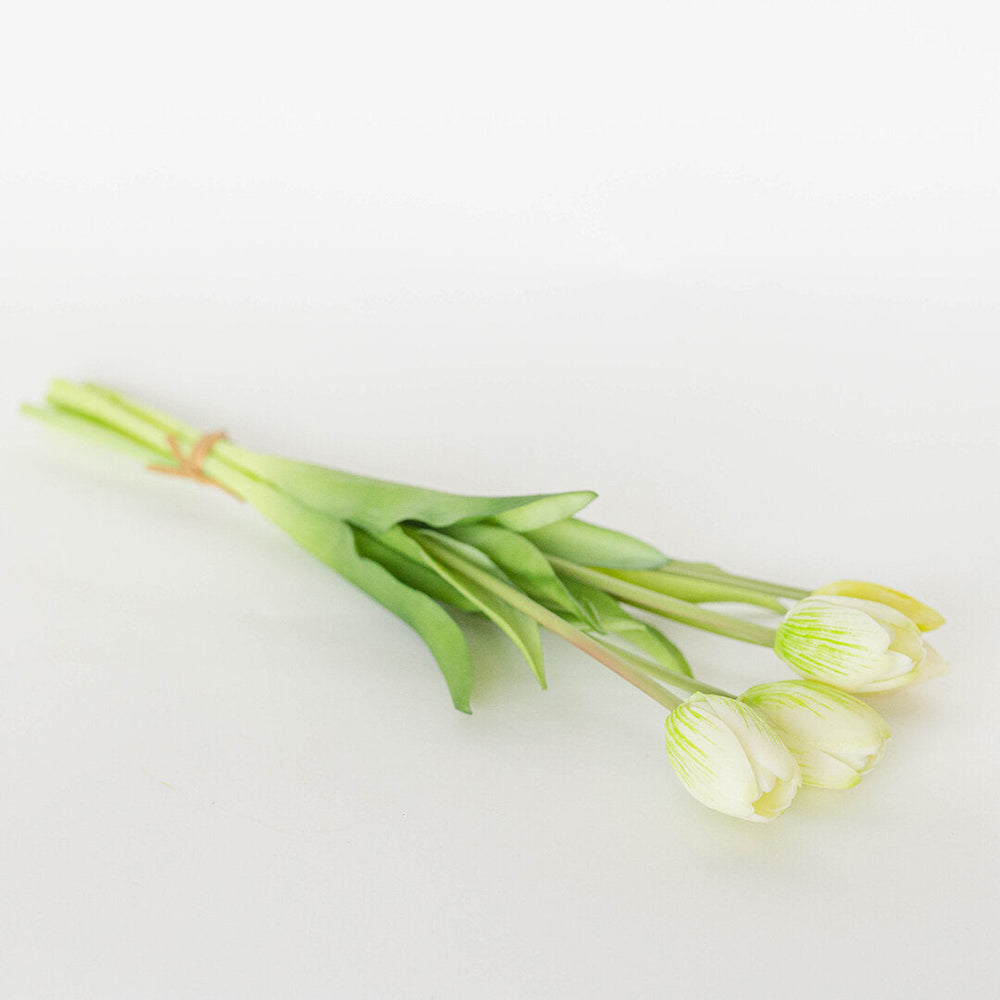 Bouquet de 5 tulipes artificielles blanches
