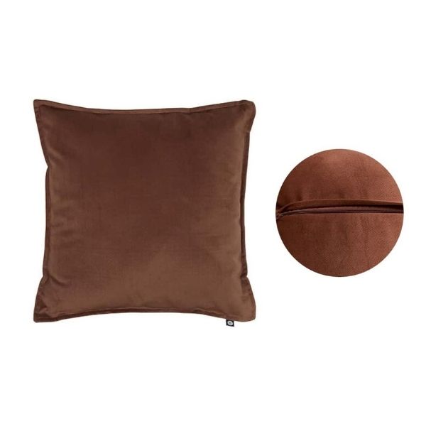 Coussin 18 po x 18 po avec housse lavable Lilou brun chocolat tonka