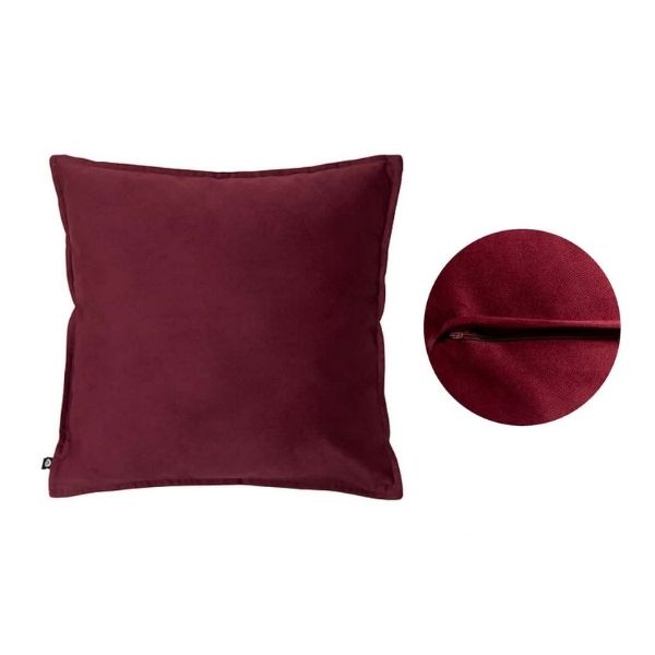 Coussin 18 po x 18 po avec housse lavable Lilou bourgogne