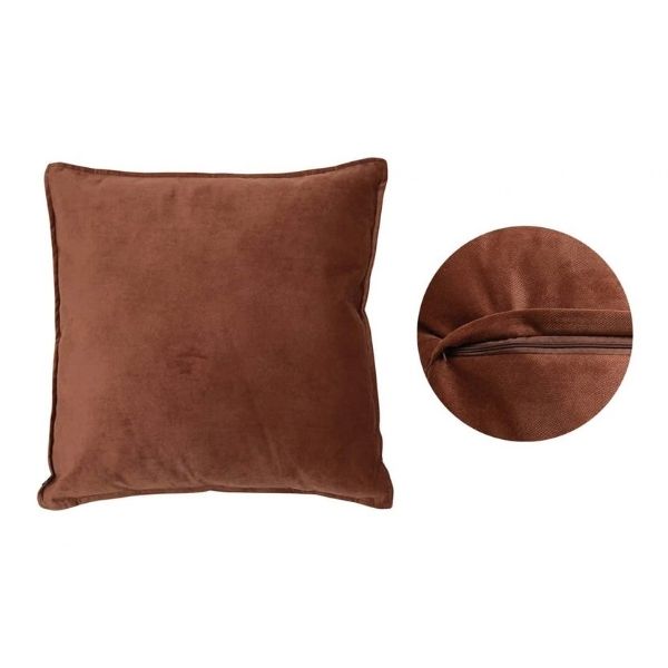 Coussin 22 po x 22 po avec housse lavable Lilou brun chocolat tonka