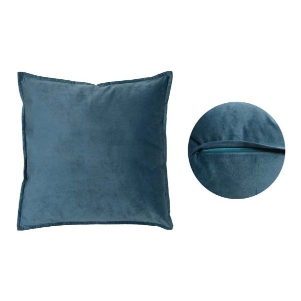 Coussin 22 po x 22 po avec housse lavable Lilou bleu égéen