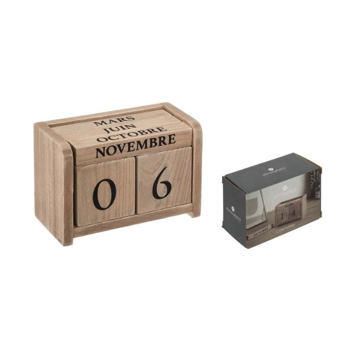 Calendrier colonial en bois 4 po x 2 po x 3 po avec cubes