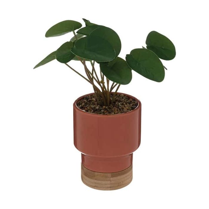 Plante haute artificielle 4 po x 4 po x 10 po dans pot en céramique