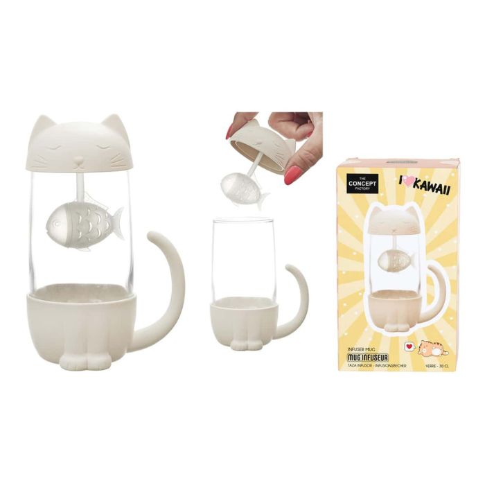 Tasse à infuser Kawaii chat avec poisson