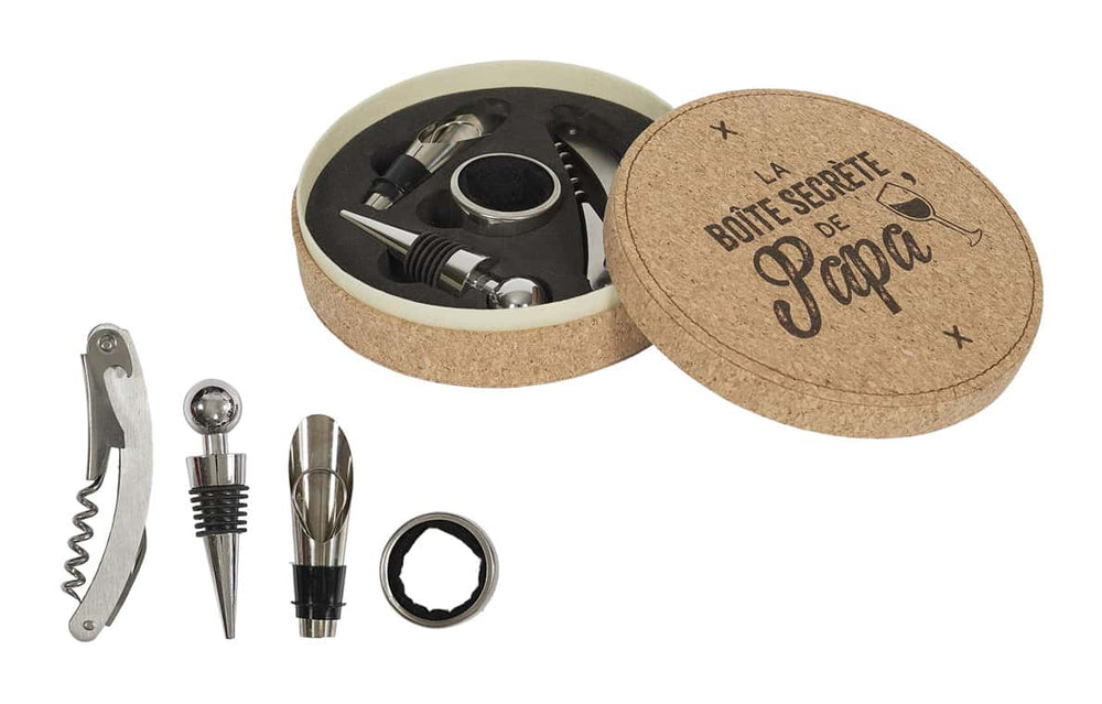 Coffret d'accessoires pour le vin "La boîte secrète de papa"