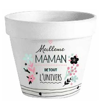 Cache-pot blanc "Meilleure maman de tout l'univers"