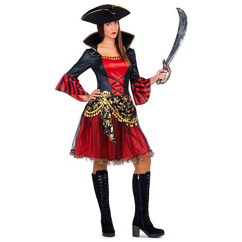 Costume femme pirate robe rouge et noir