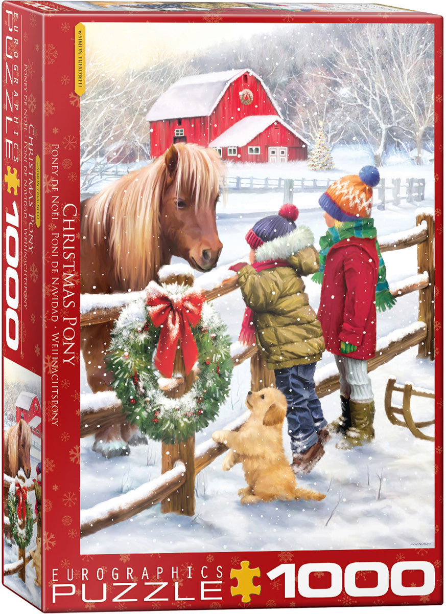 Casse-tête 1000 morceaux poney de Noël