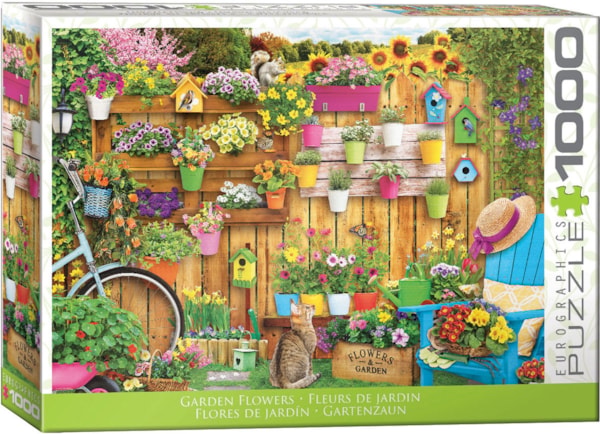Casse-tête 1000 morceaux pots de fleurs avec clôture
