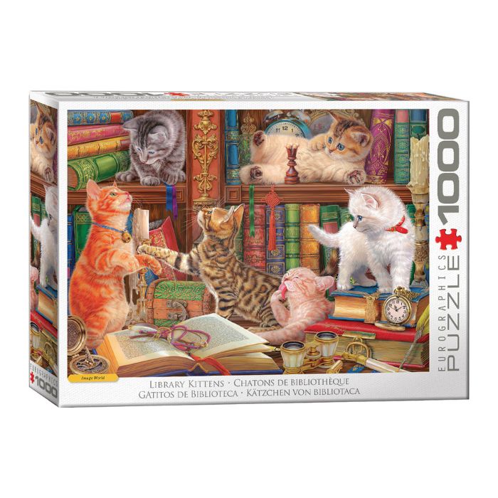 Casse-tête 1000 morceaux Chatons de bibliothèque