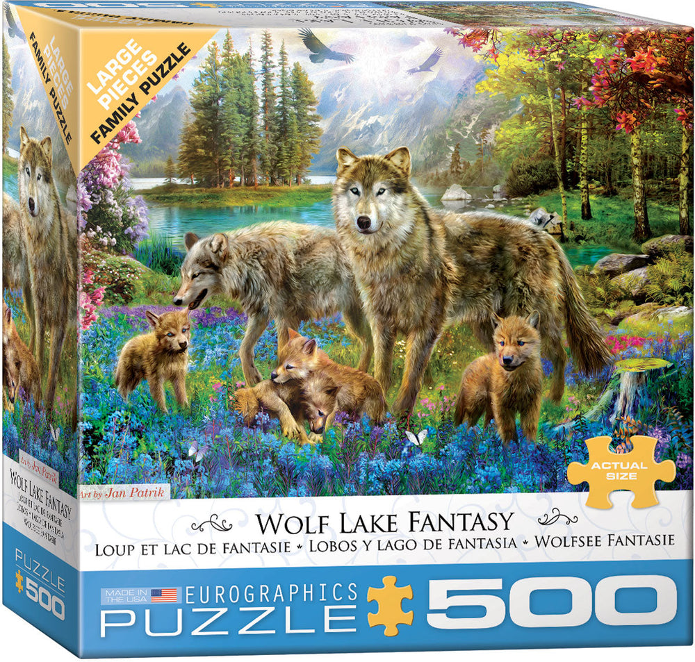 Casse-tête 500 morceaux Loup et lac de fantaisie