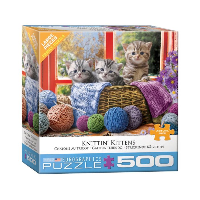 Casse-tête 500 morceaux chatons au tricot