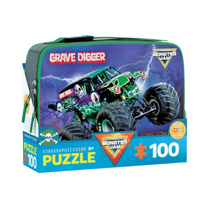 Casse-tête 100 morceaux avec boîte à lunch Monster Jam Grave Digger