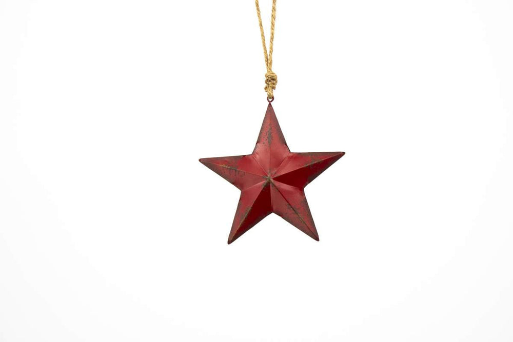 Étoile en métal 5 po vieilli rouge