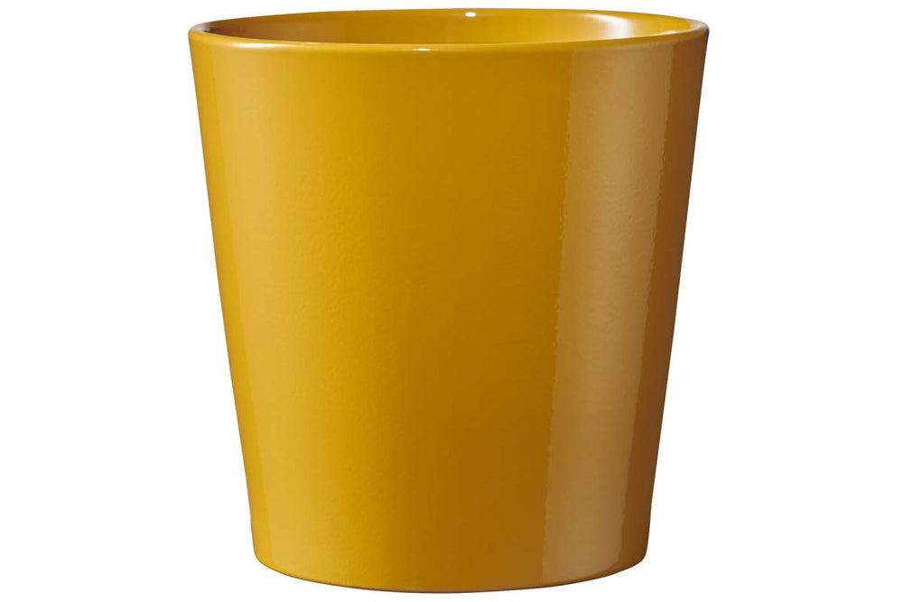Cache-pot Dallas lustré jaune moutarde