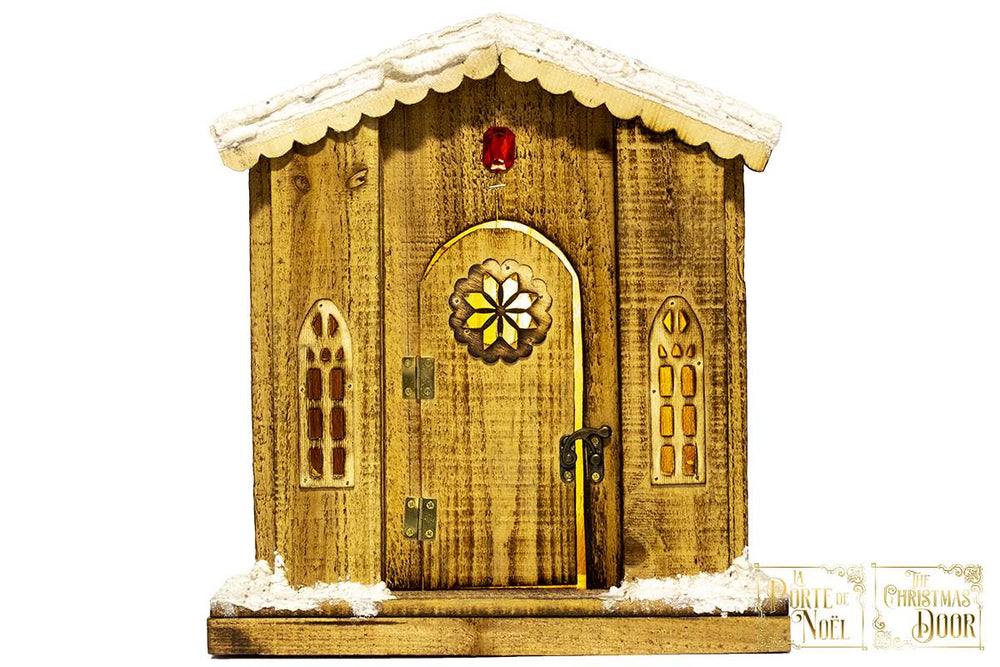 Décoration porte d'entrée en bois lumineuse 36 cm