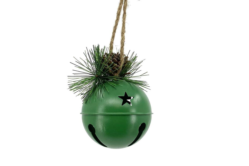 Ornement grelot 6 po en métal vert