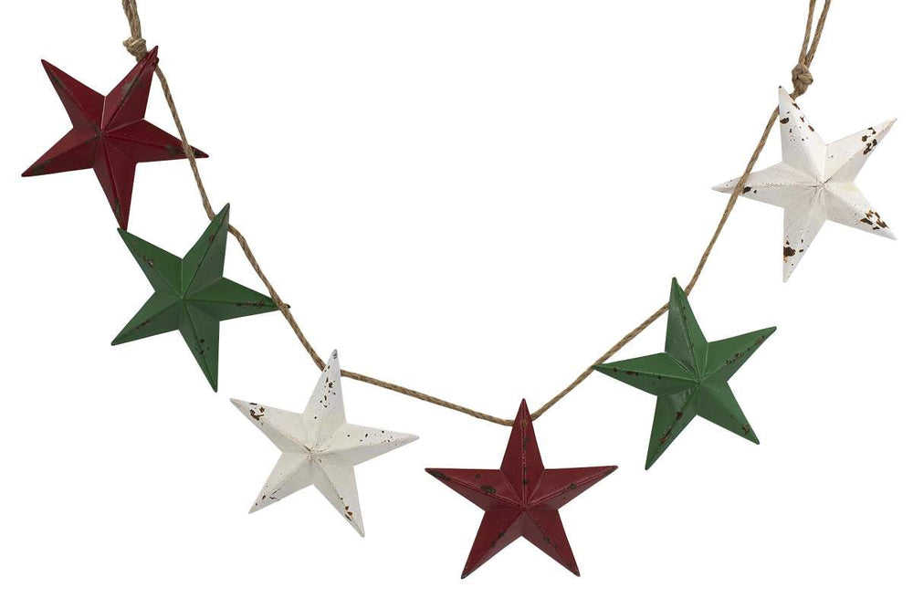 Guirlande 54 po étoile en métal rouge, vert et blanc