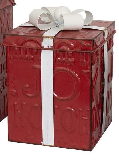 Cadeau rouge en métal  7 po x 9 po