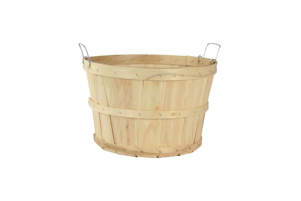 Panier en bois naturel 14 po x 9 po avec poignée en métal