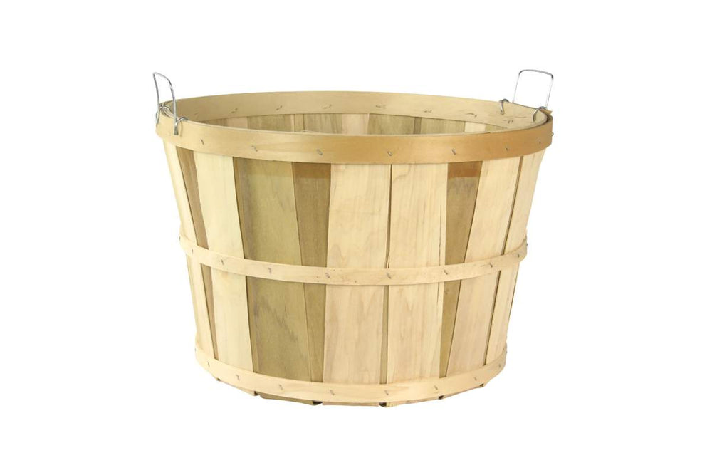Panier en bois naturel 18 po x 11 po avec poignée en métal