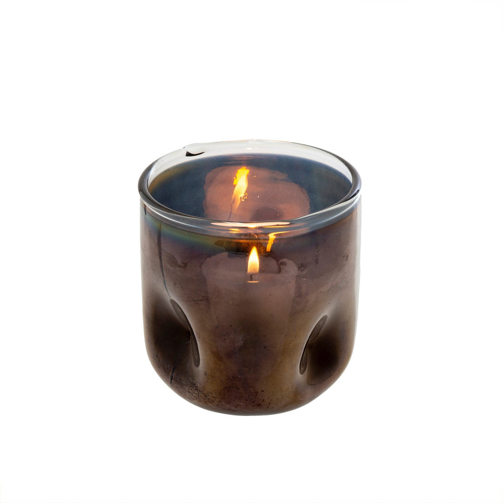 Bougeoir à chandelle votive en verre bosselé 4 po noir