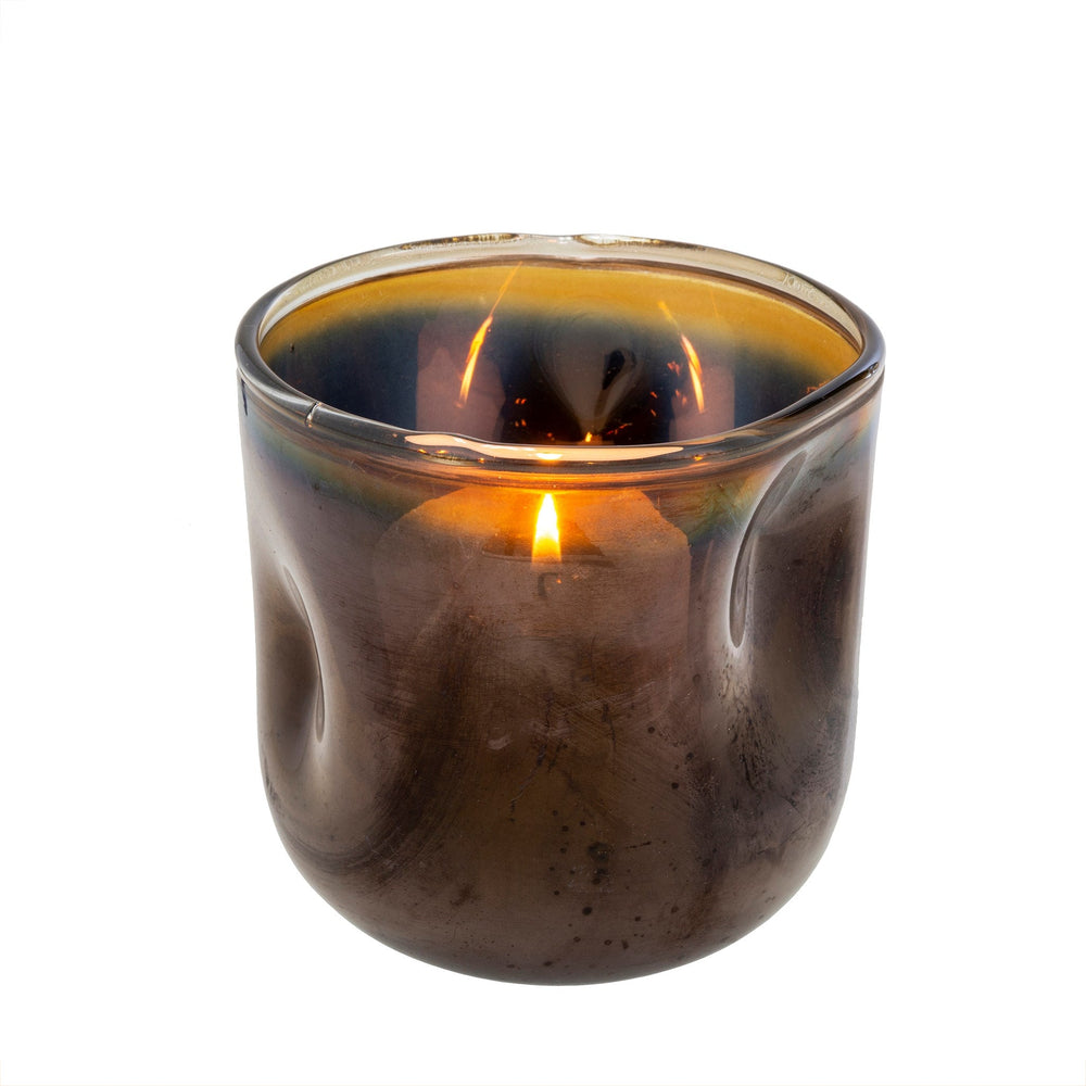 Bougeoir à chandelle votive en verre bosselé 4,5 po noir