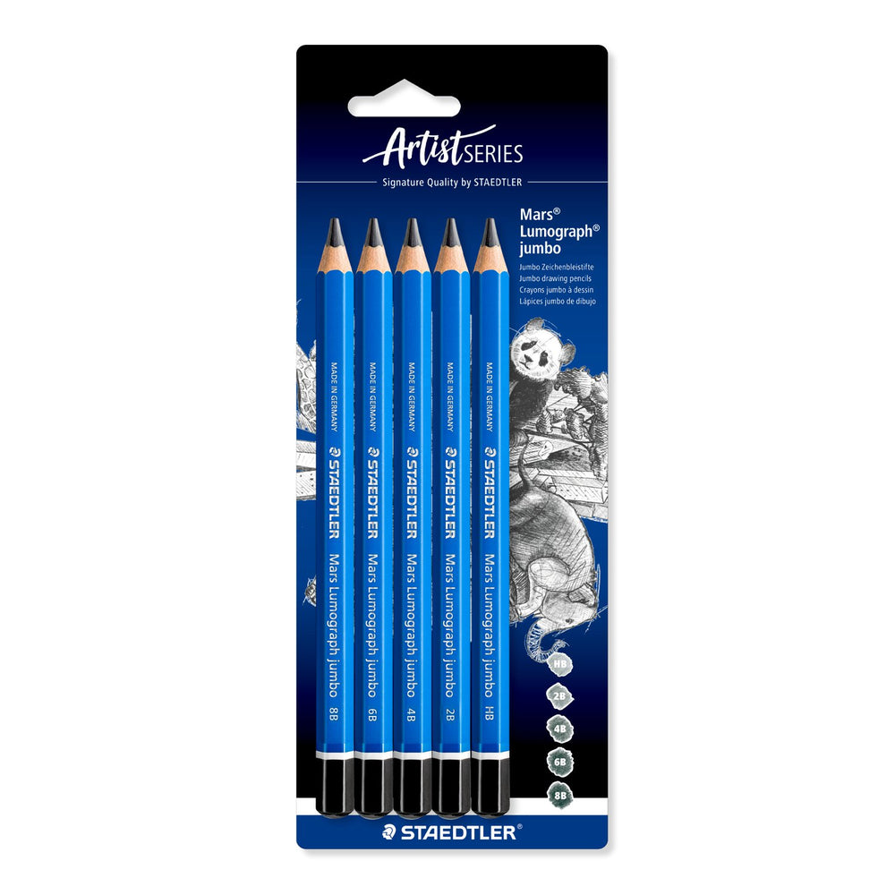 Crayon HB à 8B Mars Lumograph jumbo (Paquet de 6)