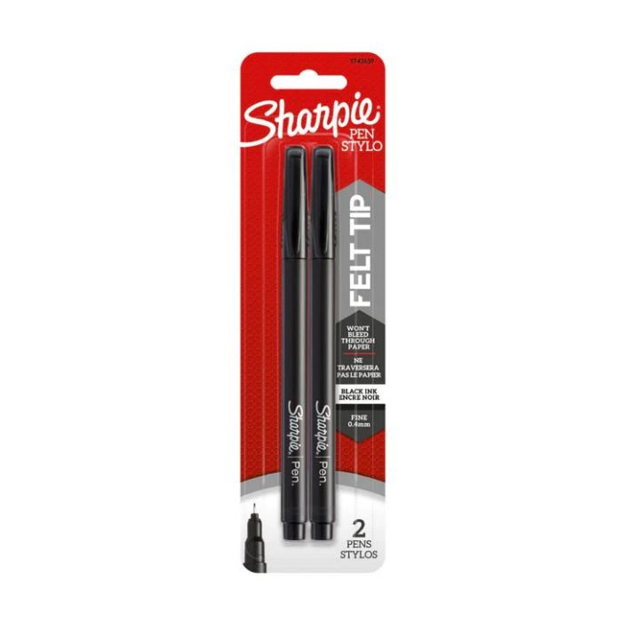 Crayon feutre 0,4 mm Sharpie noir (paquet de 2)