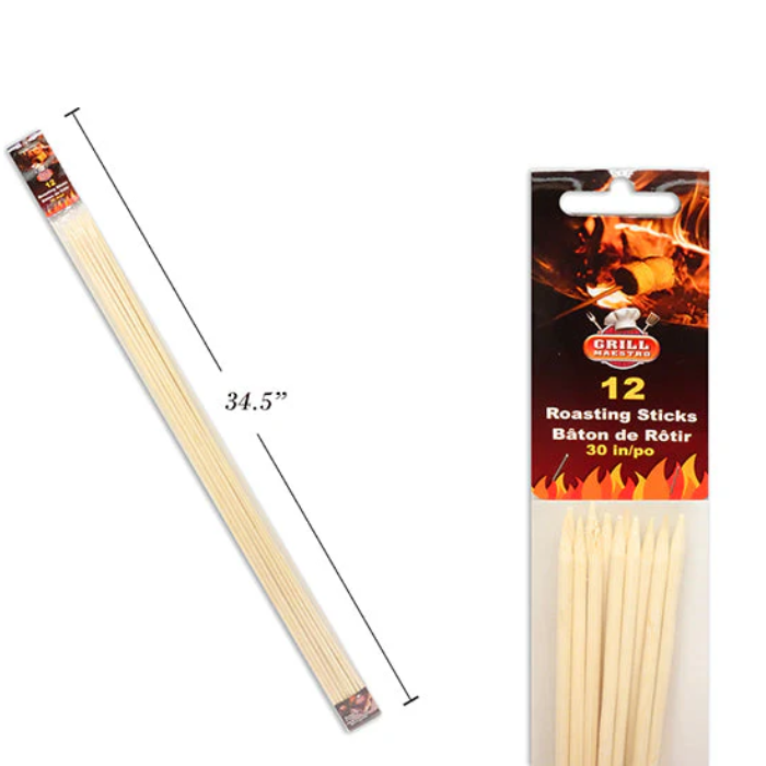 Brochette en bois 29,5 po pour grillade (paquet de 12)