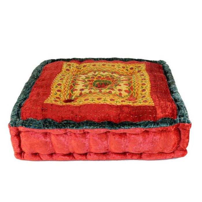 Coussin de méditation carré 40 cm x 40 cm Bombay rouge